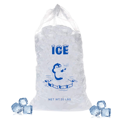 качество  20lb LDPE Durable Plastic Ice Bags Heat seal With Drawstring Closure фабрика
