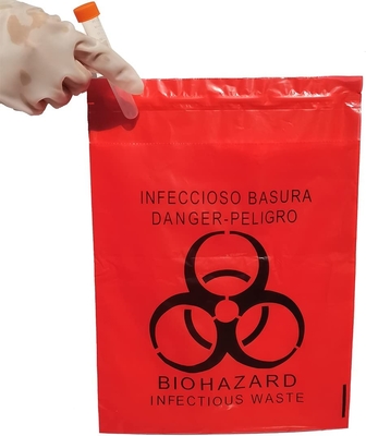 Ручка LDPE на сумках избавления Biohazard, медицинских сумках уничтожения отбросов