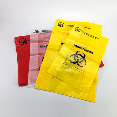 Сумка автоклава Biohazard HDPE устранимая, желтые медицинские сумки уничтожения отбросов