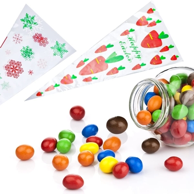 Сумка конуса 200 PCS сумки обслуживания треугольника 6 x 15 дюймов ясные со связями извива для Handmade печенья